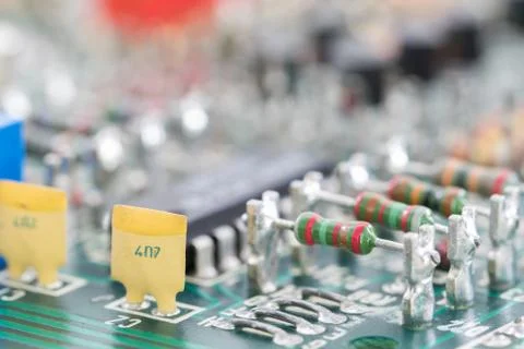 Closeup electronic hardware on the circuit board Stock Photos