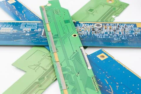 Closeup of an electronic motherboard, isometric processor microchip on the white Stock Photos