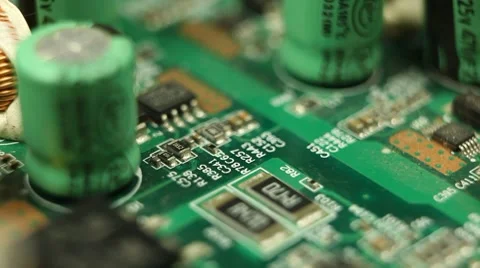Closeup Electronic Parts Hitech Technology Inside Desktop PC Components Circuits 스톡 동영상 8765572