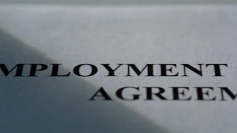 Closeup employment contract agreement document. Detailed paper in daylight area Stock Footage 332417260