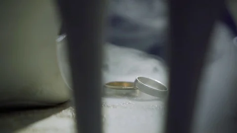 Closeup Engagement bride shoes and wedding rings in smoke. extrime slow motion. Stock Footage