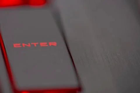 Closeup of enter key or red enter button Stock Photos