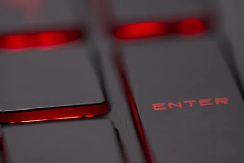 Closeup of enter key or red enter button Stock Photos