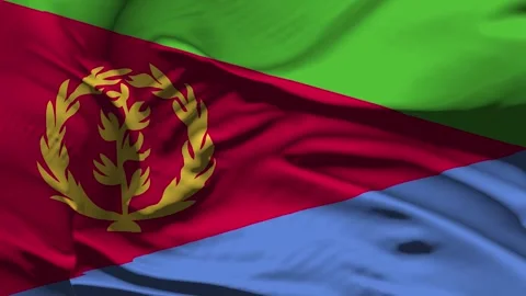 Closeup Eritrea Flag Wave Loop waving in wind Realistic Eritrea Flag backgro Video stock 320599029
