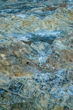 Closeup of eroded stone texture on the beach. Stock Photos