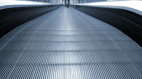 Closeup of escalator moving down, 4k Stock Footage 66682918