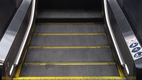 Closeup Escalators,escalators in a public area. Video stock 110073499