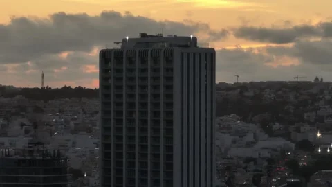 Closeup evening view of tower of Malta island. St. Julian's city Stock Footage 268248730