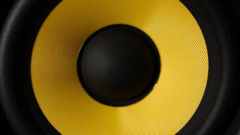 Closeup of  Extremely Vibrating Sub-Woofer Playing Bass &amp; Low Frequencies 스톡 동영상 92789311