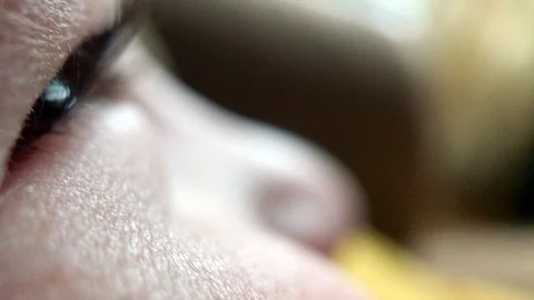Closeup Eye Blink Macro Young Boy Stock Footage 100570722