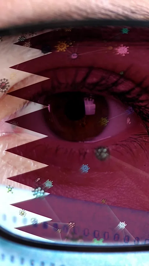 Closeup, eye, part of doctor face in medical mask, glasses, which painted in Stock Footage 315946289