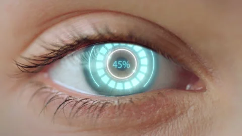 Closeup eye scan denying system access biometric identification process fail Stock Footage 167946305