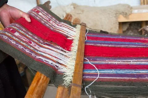 Closeup of fabrics made by local peruvian women Foto stock