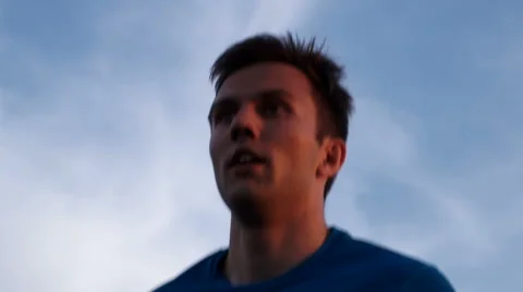 Closeup of the face of the athlete while Jogging Stock Footage 64511170