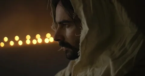 Closeup of the Face of Jesus Christ Stock Footage 318436644