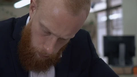 Closeup face redheaded man Stock Footage 83369641