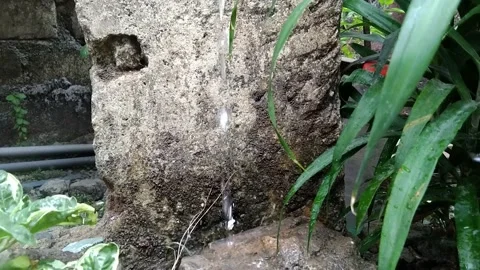 Closeup of falling water drops to the rock surface Stock Footage 163098507