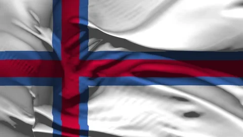 Closeup Faroe Island Flag Wave Loop waving in wind Realistic Faroe Island Fl Stock Footage 320615099