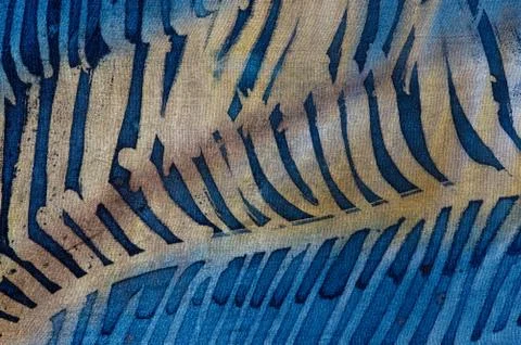 Closeup of feathers, hot batik, background texture, handmade on silk Stock Illustration