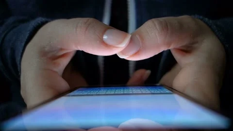 Closeup of female hand typing a text message. Video stock 100654180