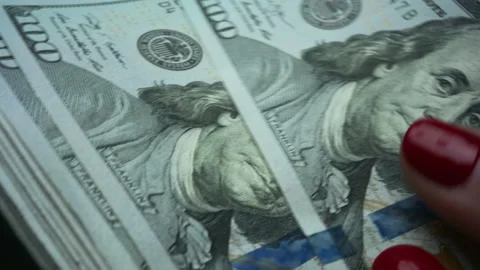 Closeup female hands holding money cash. Businesswoman hands counting banknotes Stock Footage