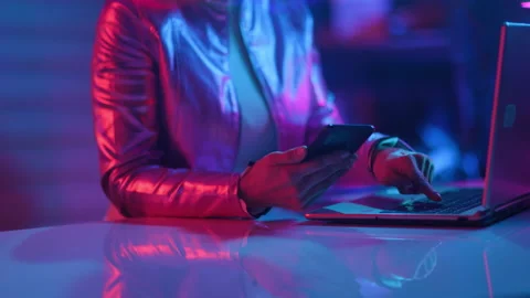 Closeup on female using smartphone applications Stock Footage 234319098