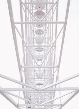 Closeup of the Ferris Wheel carousel during a ride with a nice white backgrou Stock Photos