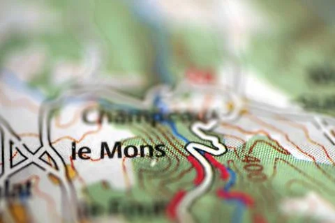 Closeup of the Figeac road map with a blurred background Stock Photos