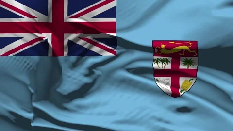 Closeup Fiji Flag Wave Loop waving in wind Realistic Fiji Flag background Stock Footage 320615055