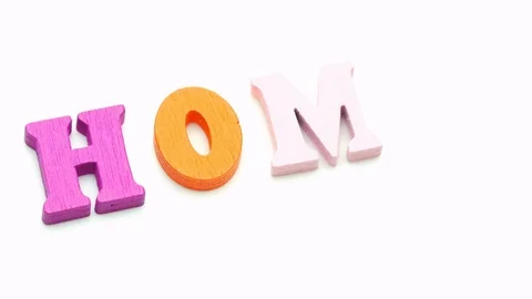 Closeup finger composing Home word colorful letter 4k Concept footage. Stock-Footage 118722378