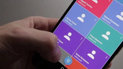 Closeup of finger touching a smartphone with a touch screen to scroll of list Stock-Footage 70140627