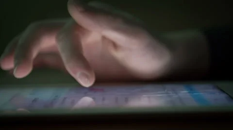 Closeup Finger Touching Tablet Computer Touchscreen Stock Footage 37035859