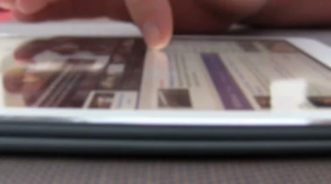 Closeup Finger Touching Tablet Computer Touchscreen Stock Footage 40392099