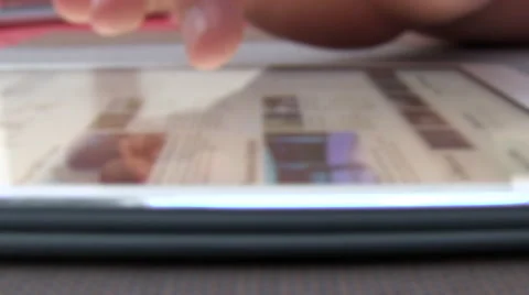 Closeup Finger Touching Tablet Computer Touchscreen Stock Footage 40392465