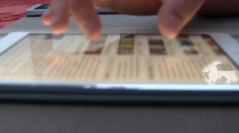 Closeup Finger Touching Tablet Computer Touchscreen Stock Footage 40393172