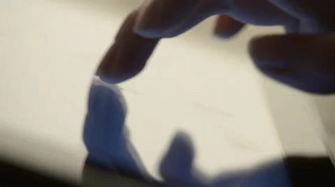 Closeup finger touching tablet computer touchscreen Video stock 49119805