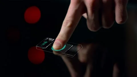 Closeup fingerprint protection system checking prints launching application Stock Footage 167943870
