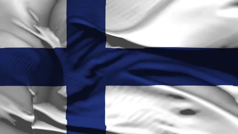 Closeup Finland Flag Wave Loop waving in wind Realistic Finland Flag backgro Stock Footage 320615110