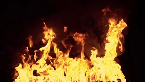 Closeup of fire burning on black background 4k Stock Footage 69960717