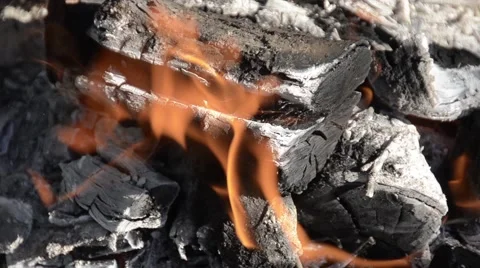 Closeup fire flame in brazier Stock Footage 52370732