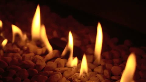 Closeup of fire flames in a chimney Stock Footage 242424014