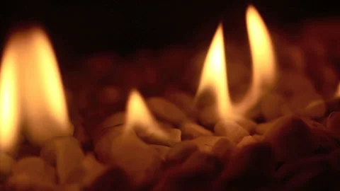 Closeup of fire flames in a chimney Stock Footage 242425776