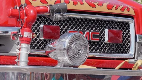 Closeup Fire Truck Front Strobe Lights as it Drives By Video stock 98520686