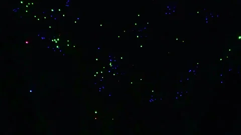 Closeup of fireworks exploding in the night sky. Explosion of pyrotechnics. 4K Vidéo 280637831