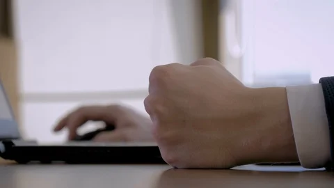 Closeup Fist Hand Of Businessman Nervously Hits The Desk In Office At Workplace Stock Footage 106203053