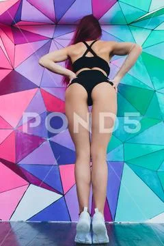 Closeup of fitness woman with fit cheeks, tight hips and firm buttocks