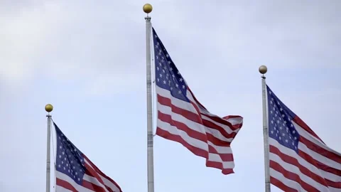Closeup of flag flying in slow motion. USA flag in the wind Stock Footage 176117414