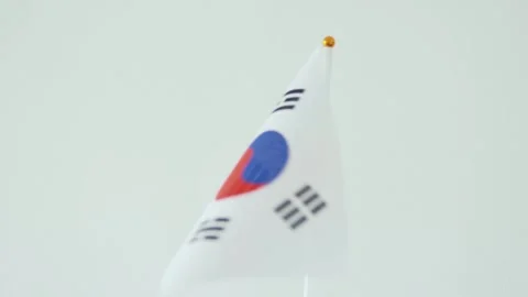 Closeup of a flag of South Corea. Corean culture and corean language concept. Video stock 308014719