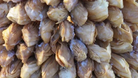 Closeup of Flaky Layered Khaja Stock-Footage 329377172
