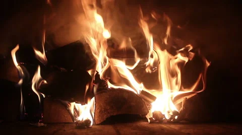 Closeup of flame and embers burning in a wood-fired oven Stock Footage 68846409